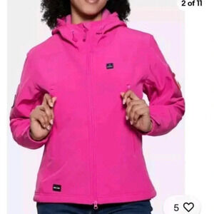 Dewbu‎ Heated Soft Shell Jacket Small Rose Red-no power bank/charging cable NWT